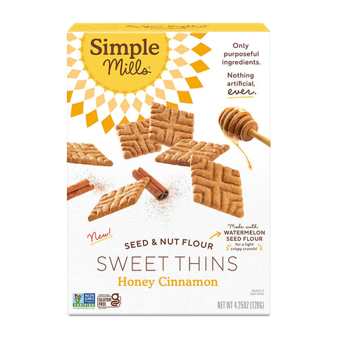 Honey Cinnamon Seed & Nut Flour Sweet Thins, Paleo Friendly & Delicious Sweet Thin Cookies, Good for Snacks, Nutrient Dense, 4.25Oz, Pack of 1