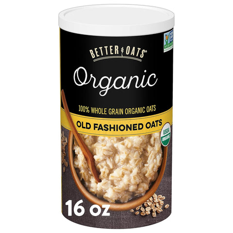 Organic Old Fashioned Oats, Organic Rolled Oats for Overnight Oats, Hot Cereal, and Other Homemade Oatmeal Recipes, Certified USDA Organic, 16 OZ Tub