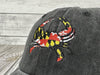 Embroidered Maryland State Flag Crab Shaped Hat for Kids Women Men, Washed Black Adjustable Trucker Hat Cotton Embroidery Dad Hat