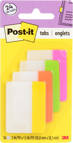 Tabs, 2 In, Solid, Assorted Bright Colors, 6 Tabs/Color, 4 Colors, 24 Tabs/Pack (686-PLOY)