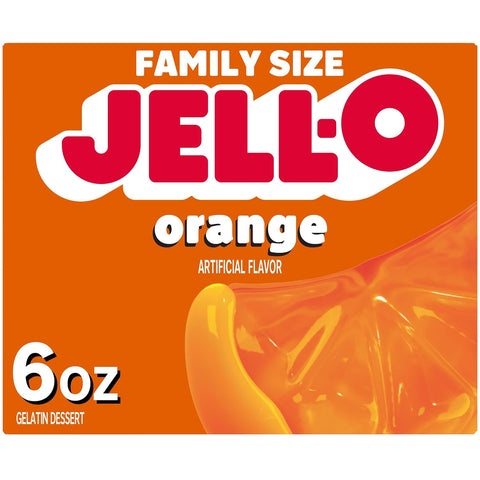 Orange Artificially Flavored Gelatin Dessert Mix, Family Size, 6 Oz Box