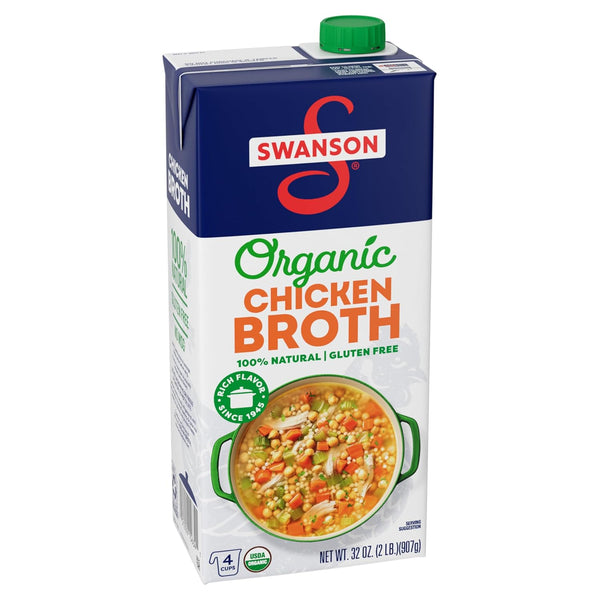 Swanson 100% Natural Organic Chicken Broth, 32 Oz Carton