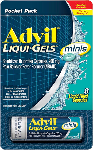 Liqui-Gels Minis Pain Reliever and Fever Reducer, Pain Medicine for Adults with Ibuprofen 200Mg for Pain Relief - 8 Liquid Filled Capsules