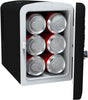Retro Mini Personal Fridge Cooler, Holds up to 9 Cans, Portable & Compact, AC Plug & 12V Car Charger – Black