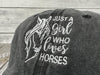 Just a Girl Who Loves Horses Hat, Embroidered Washed Black Adjustable Cotton Baseball Cap Snap Back Hat for Women